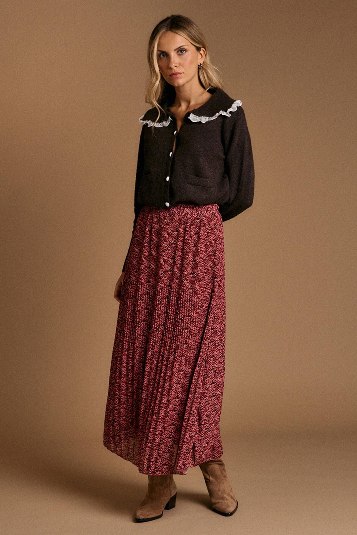 폴린에무아 레이스카라 하트 버튼 브라운 니트 가디건 3762380 MARRON OSCURO - 상세 이미지 4