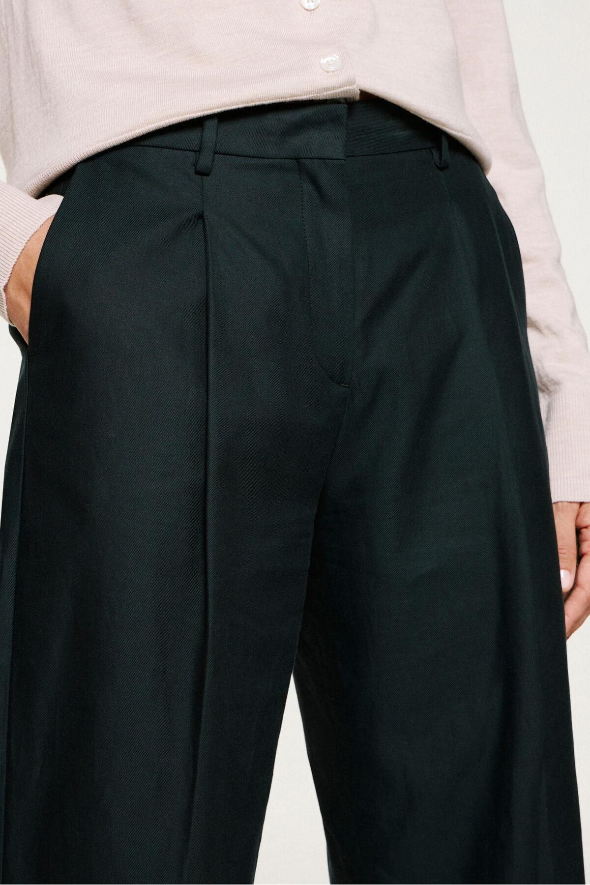 셀렉티드 테크니컬 핀턱 와이드 치노 팬츠 3722194 NEGRO - 상세 이미지 3