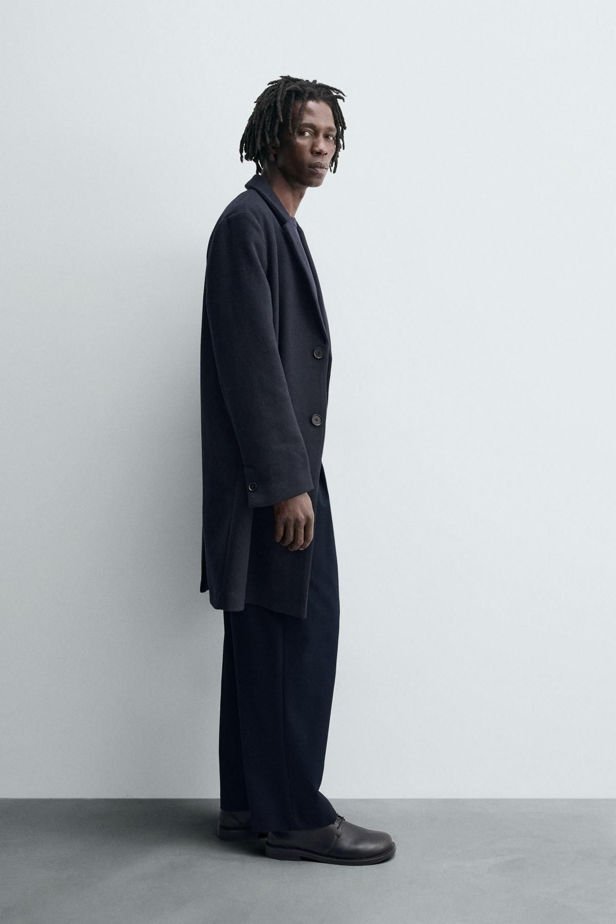 자라 테크니컬 울 블렌드 레귤러핏 싱글 코트 5070/100 NAVY BLUE - 상세 이미지 5