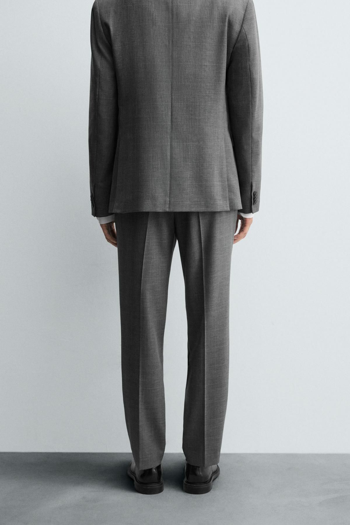 자라 체크 슬림핏 울블렌드 정장 팬츠 5747/433 GREY MARL - 상세 이미지 3