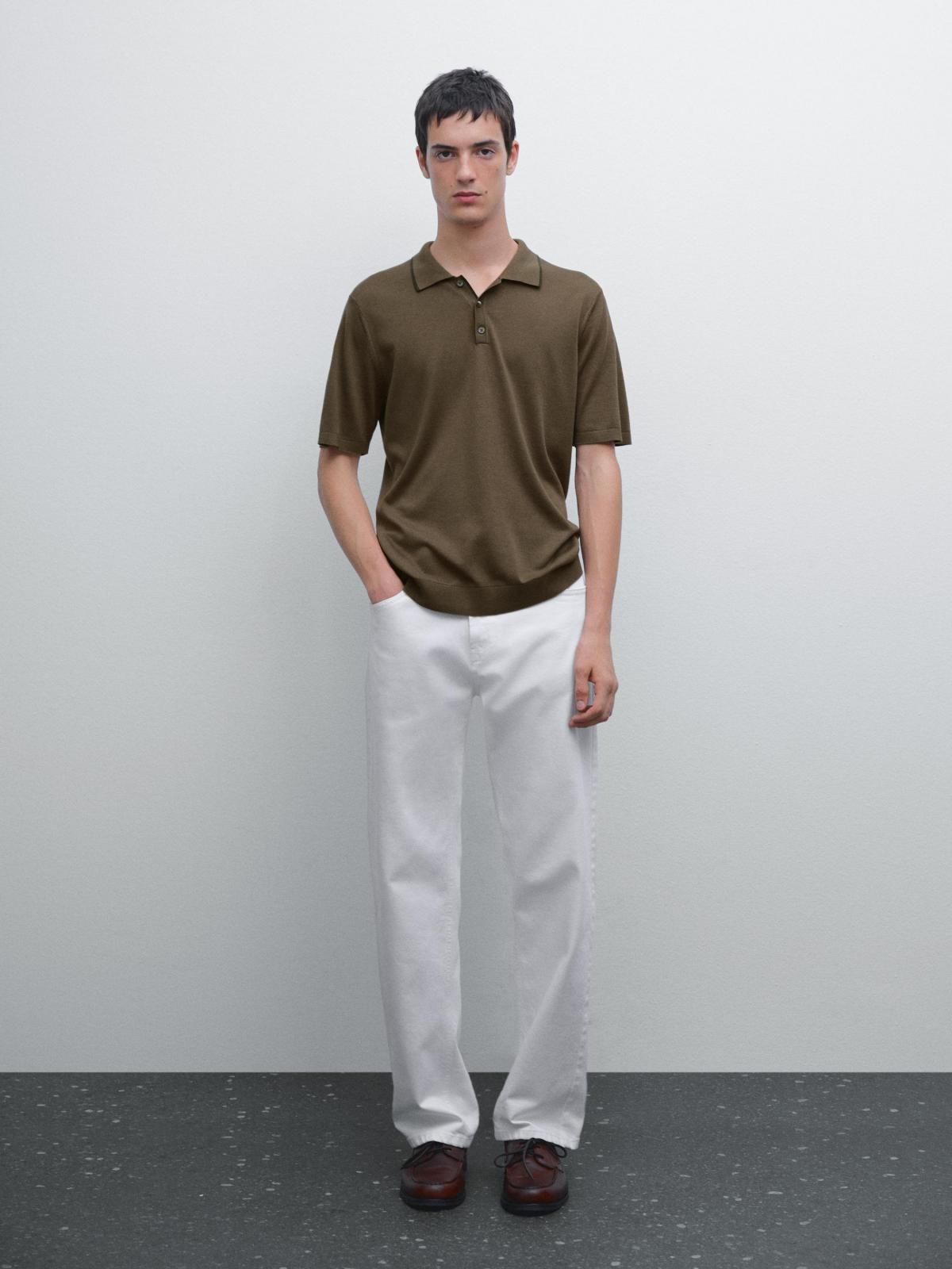마시모두띠 브라운 코튼블렌드 칼라디테일 반팔 니트 폴로셔츠 0963/217 BEIGE - 상세 이미지 2