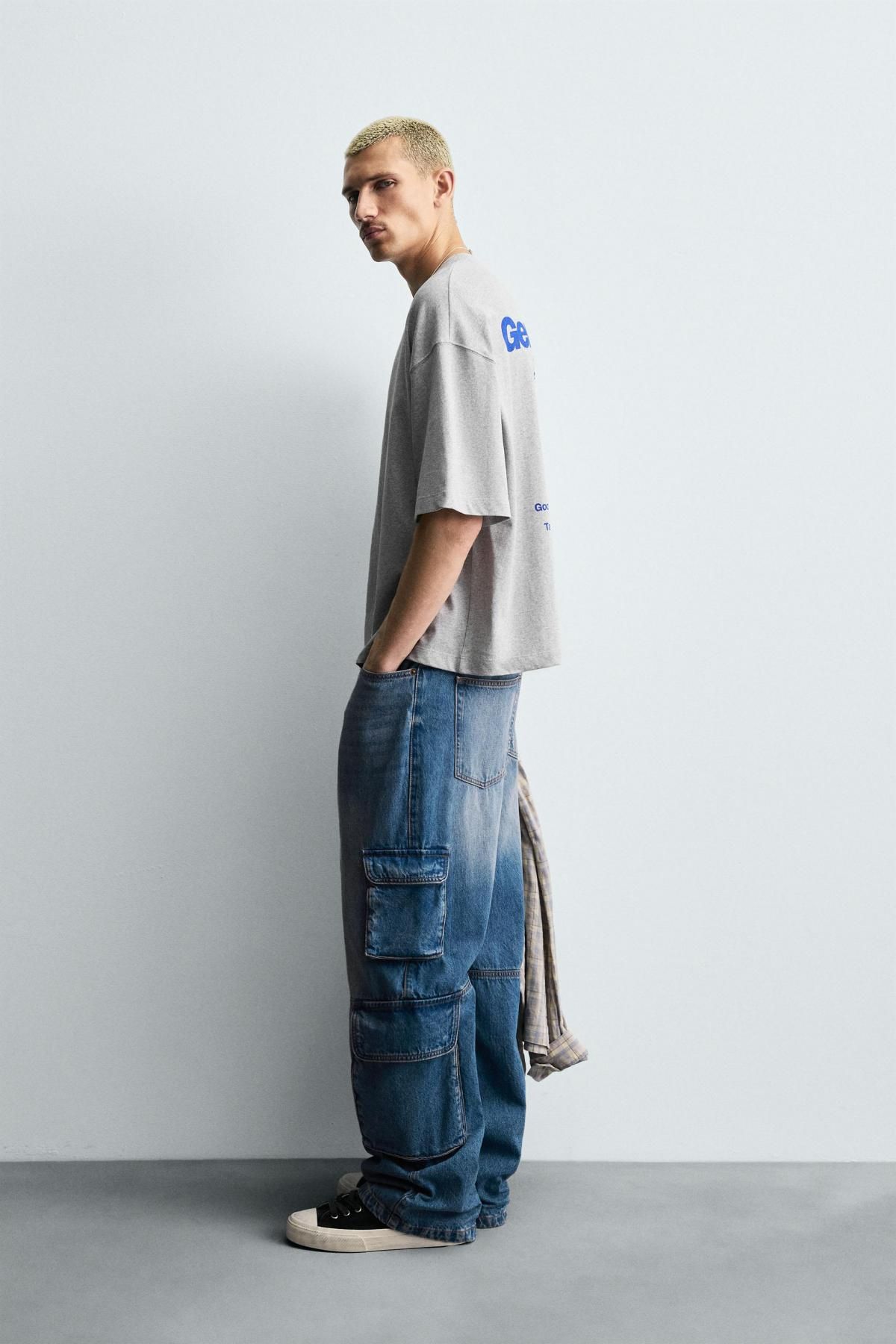 자라 프린트 오버핏 라운드 반팔 티셔츠 6224/387 GREY MARL - 상세 이미지 5