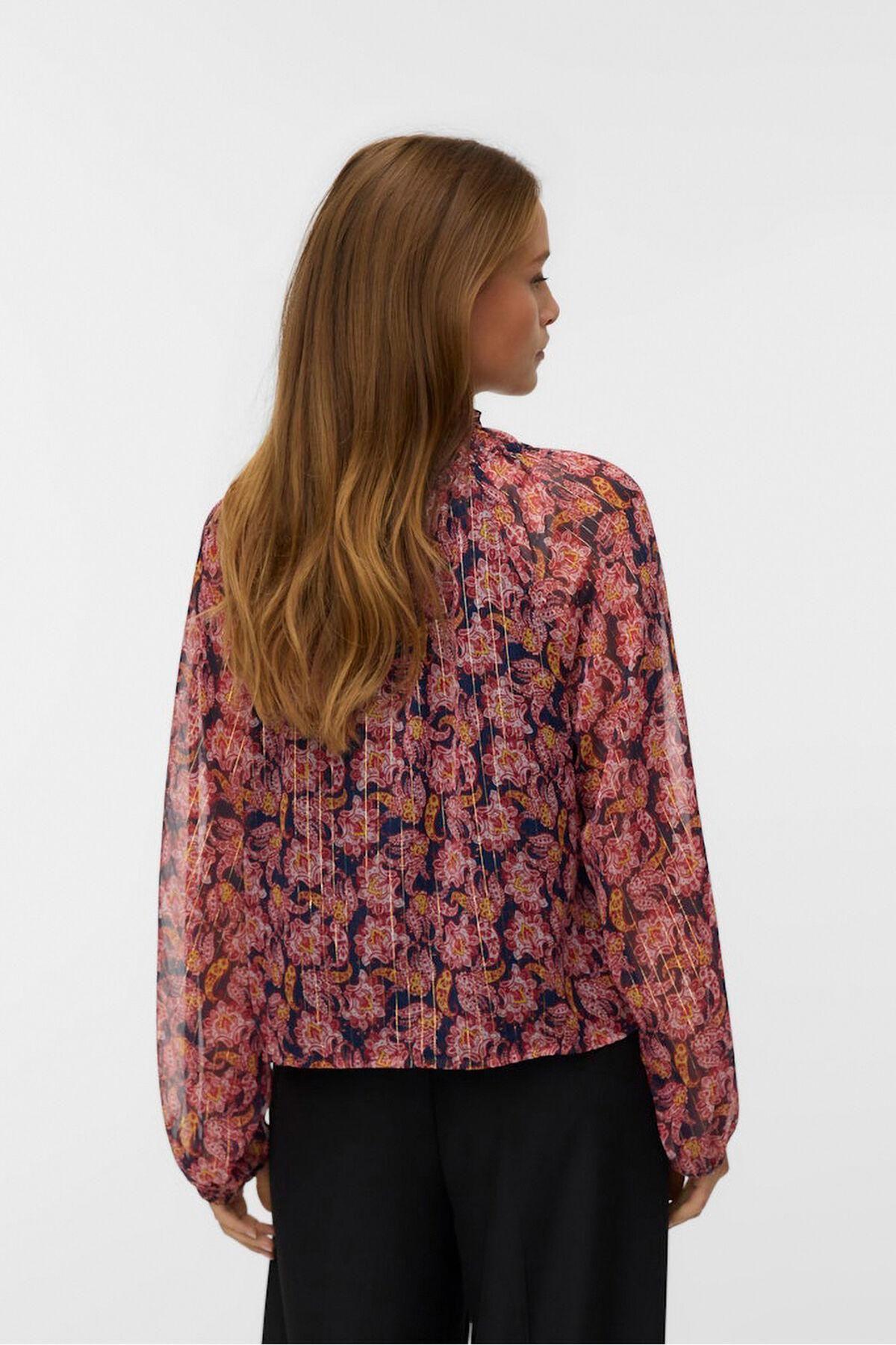 베로모다 플라워 루렉스 쉬폰 블라우스 브이넥 7762344 MULTICOLOR - 상세 이미지 5