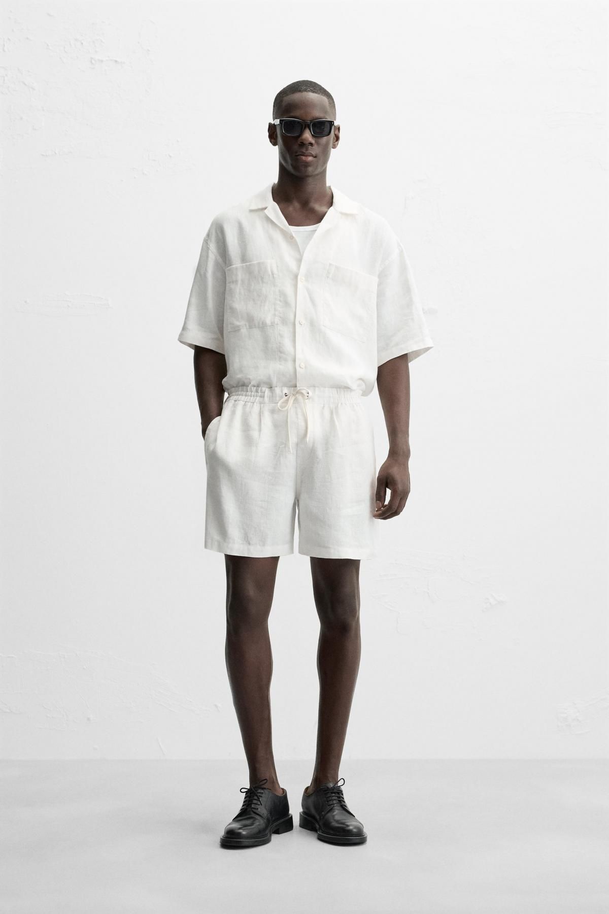 자라 100 리넨 셔츠 1618/306 WHITE - 상세 이미지 2