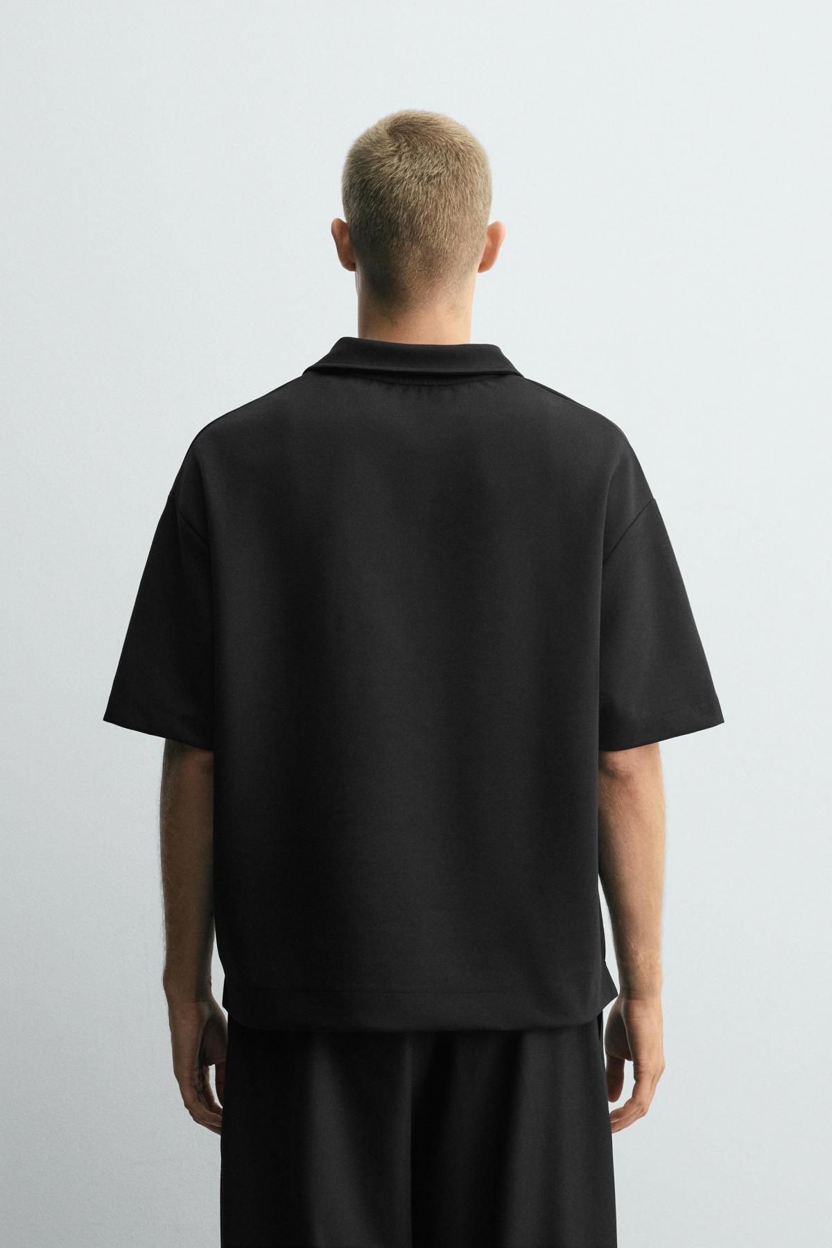 자라 블랙 테크니컬 인터록 집업 반팔 폴로셔츠 0761/341 BLACK - 상세 이미지 4