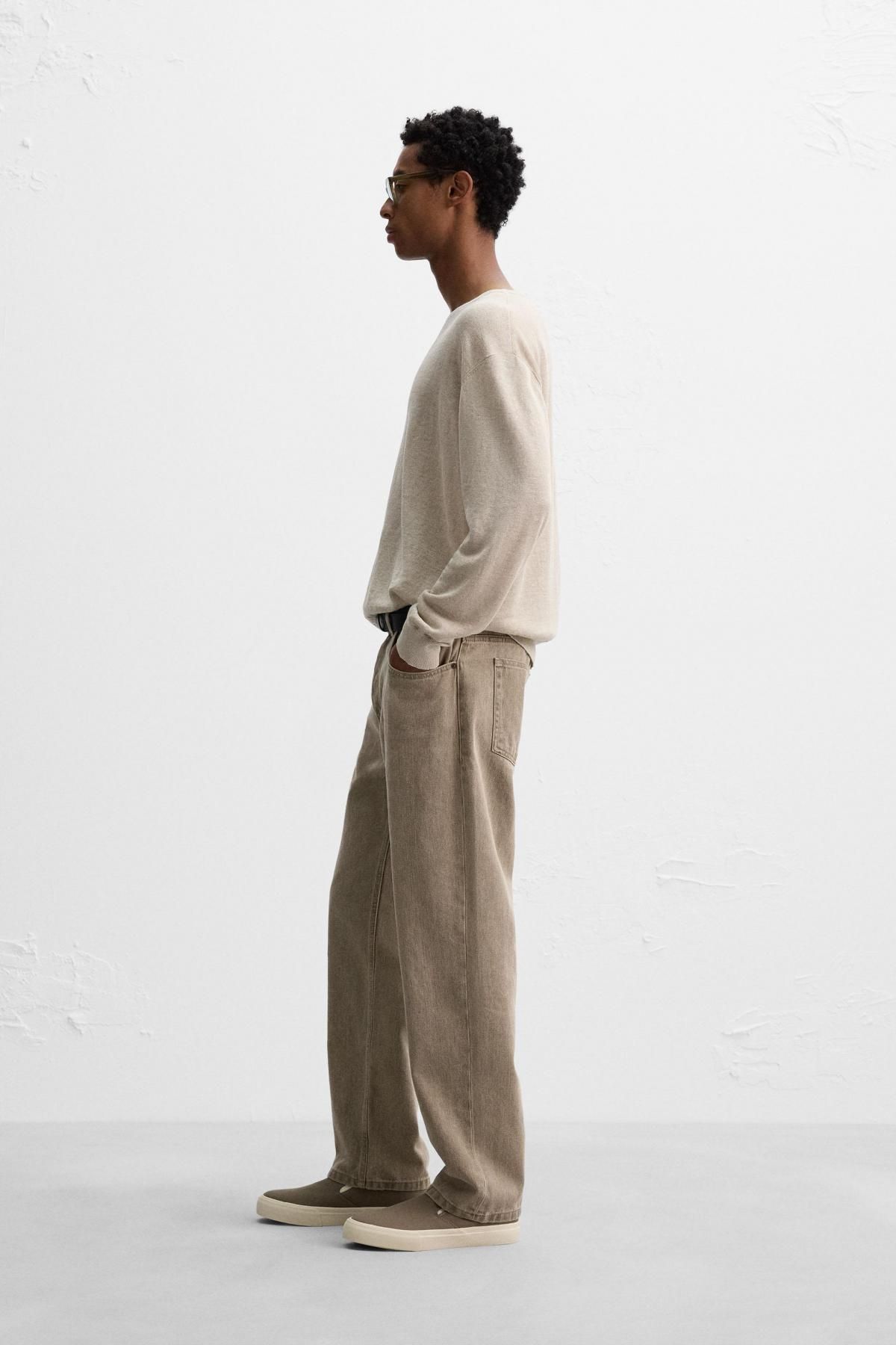 자라 라이트 린넨 라운드 니트 스웨터 2893/336 BEIGE MARL - 상세 이미지 5