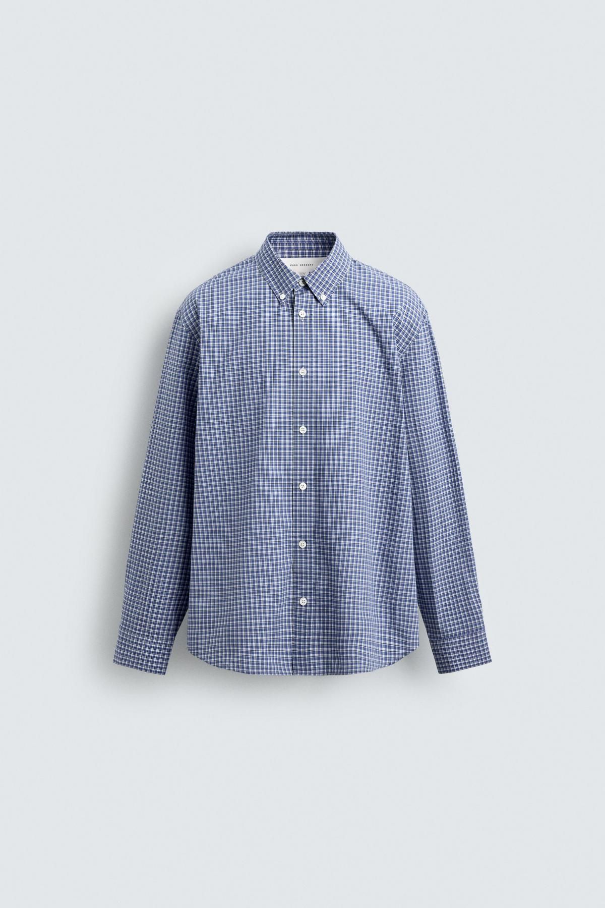 자라 체크 레귤러핏 코튼 긴팔 셔츠 5588/749 BLUE - 메인 이미지