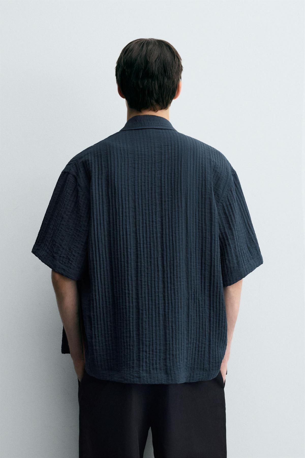 자라 테크니컬 플루이드 텍스처 반팔 셔츠 2548/101 GREY / BLUE - 상세 이미지 4