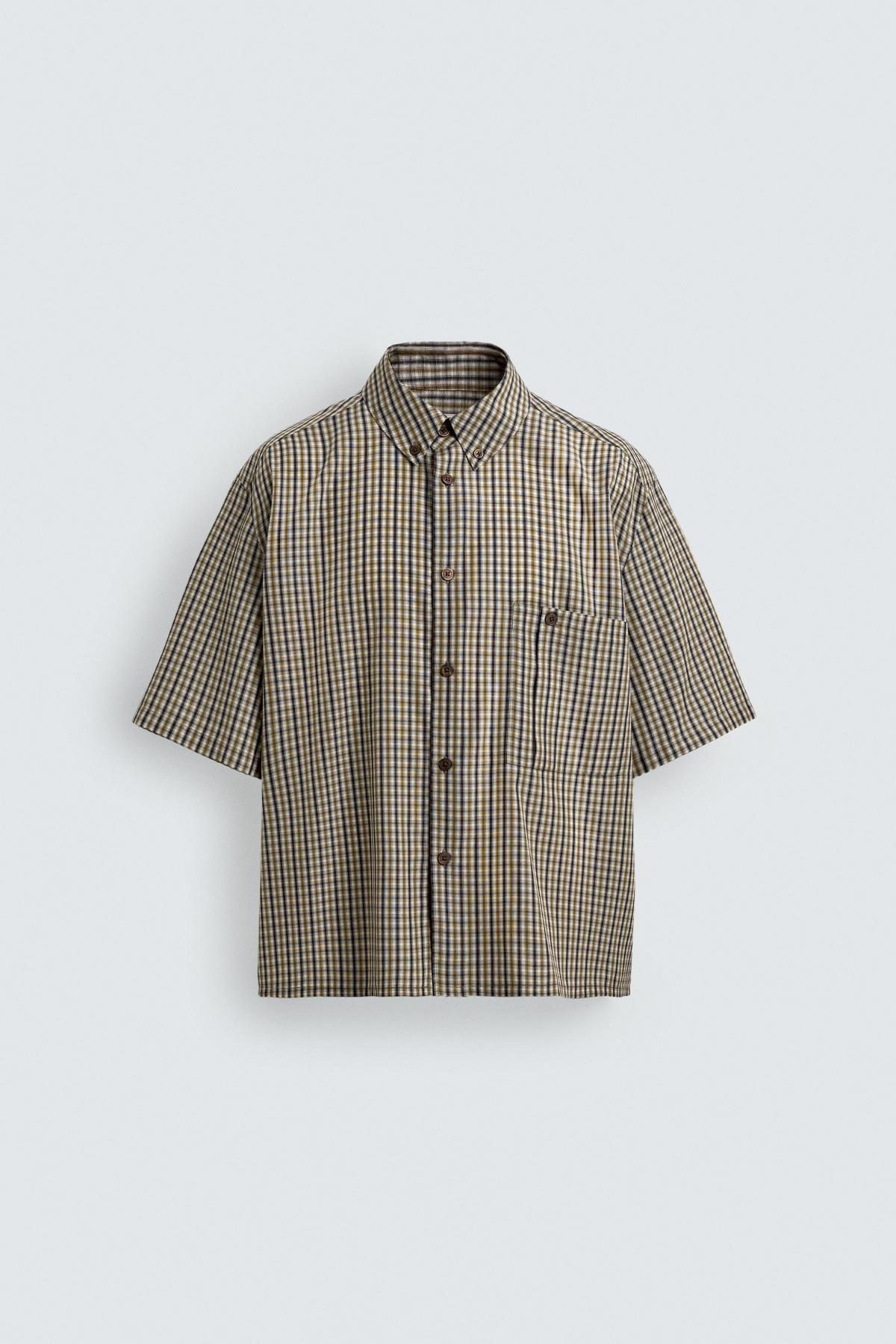 자라 릴랙스핏 체크 반팔셔츠 6401/005 GREEN - 메인 이미지