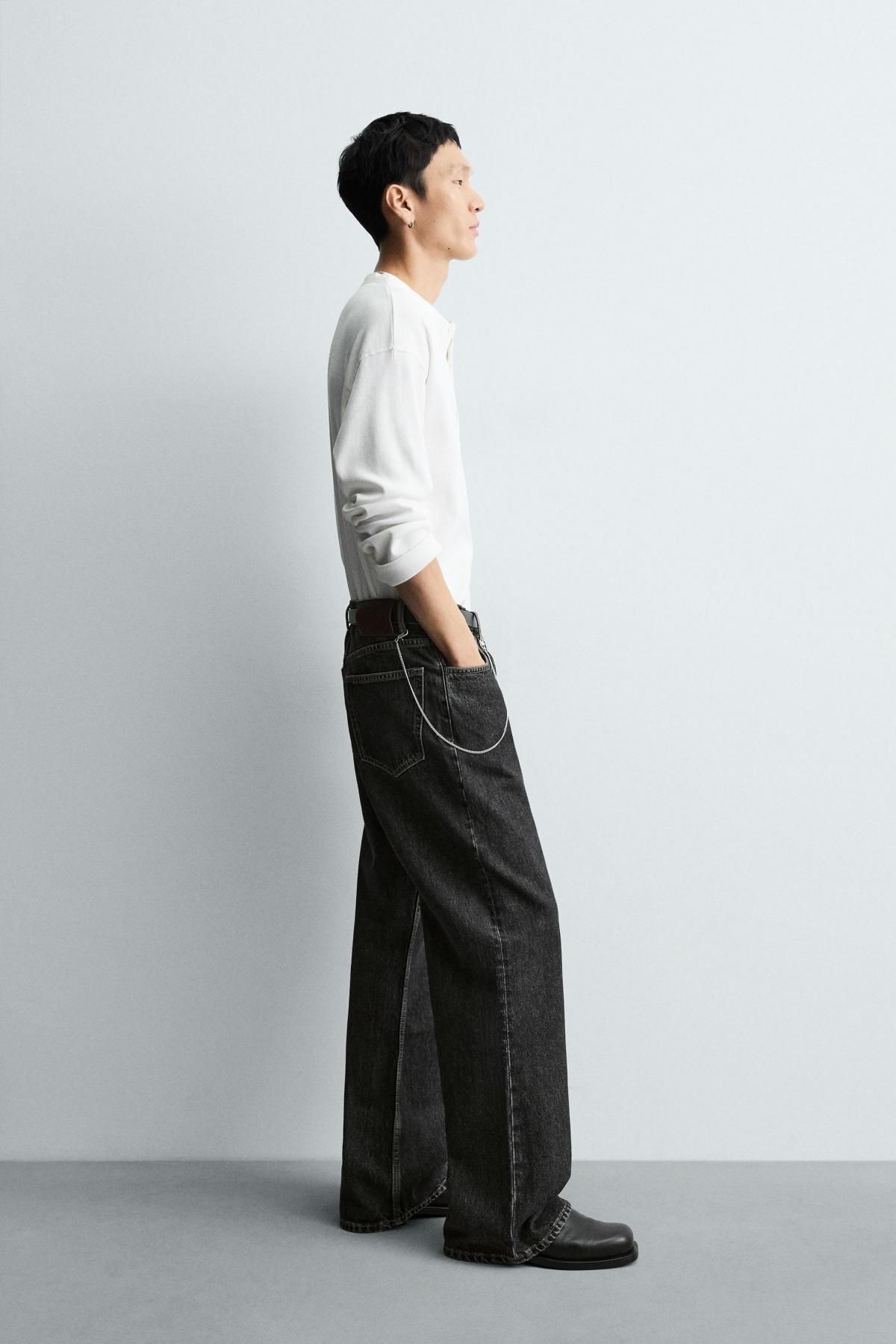 자라 와이드핏 데님 블랙 남성 청바지 0774/389 CHARCOAL - 상세 이미지 5