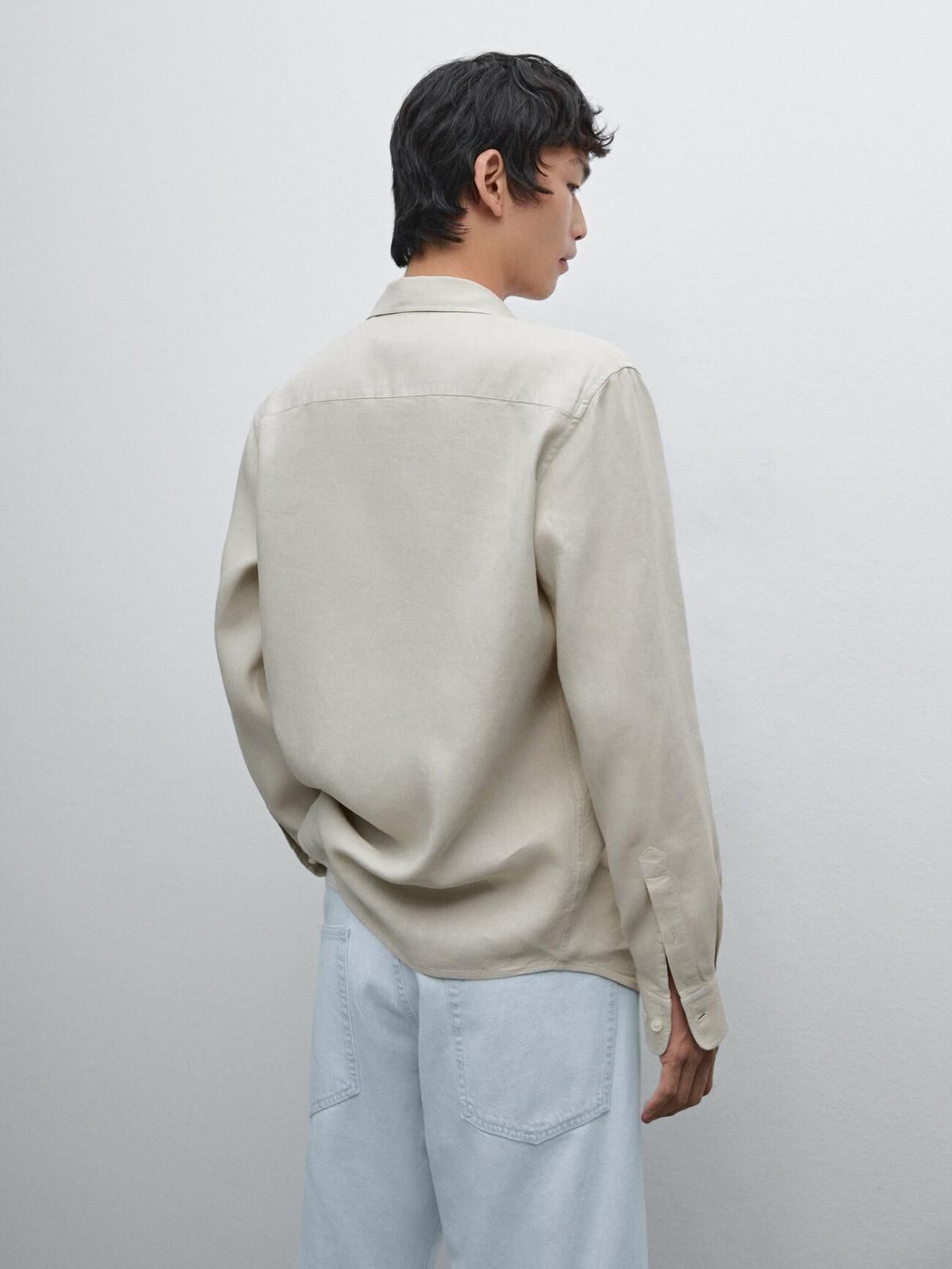 마시모두띠 리넨블렌드 슬림핏 남성 긴팔 셔츠 0109/730 WATER GREEN - 상세 이미지 4