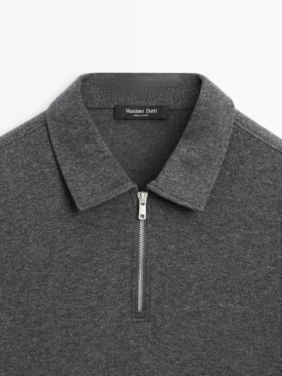 마시모두띠 다크 그레이 지퍼넥 긴팔 폴로 티셔츠 0584/150 GREY MARL - 상세 이미지 3