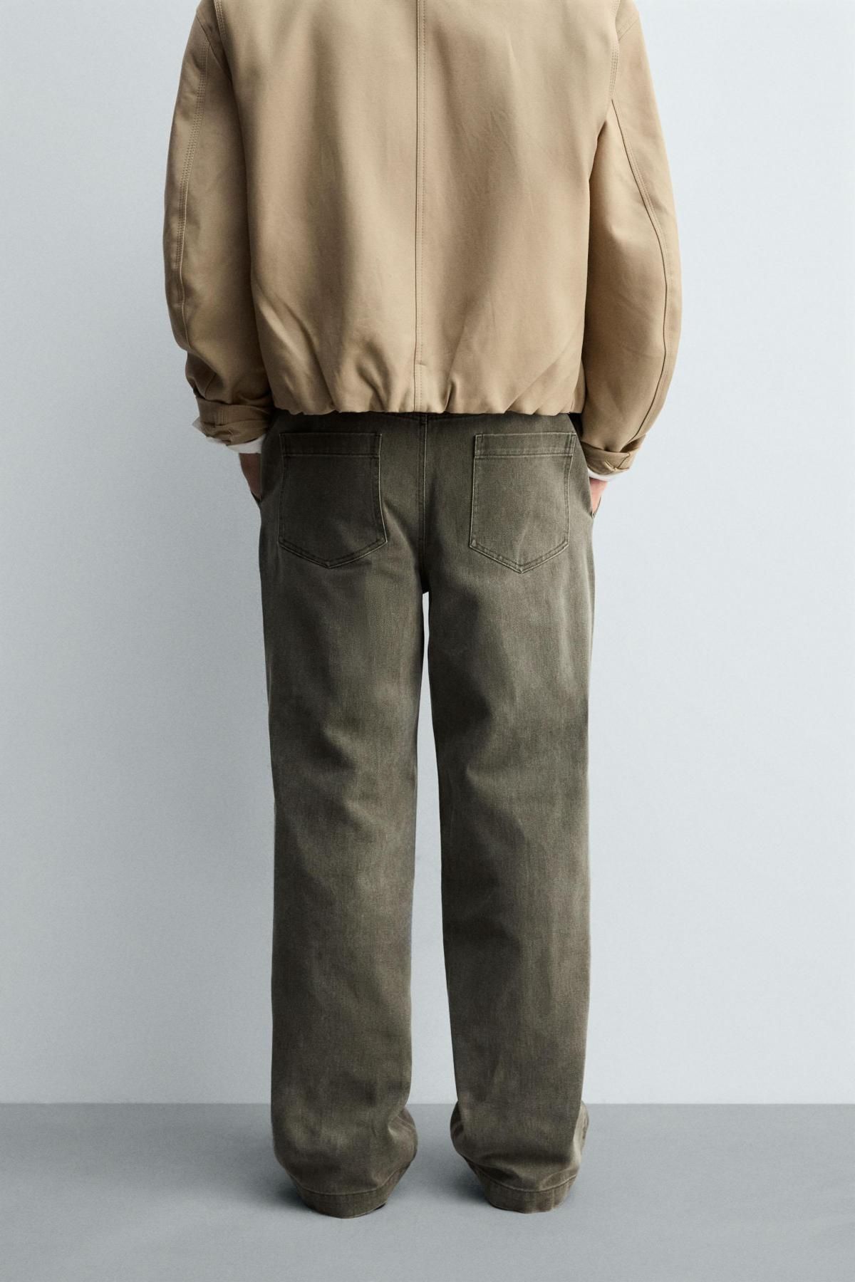 자라 워싱 와이드핏 코튼 와이드 팬츠 8741/310 GREY / TAN - 상세 이미지 3