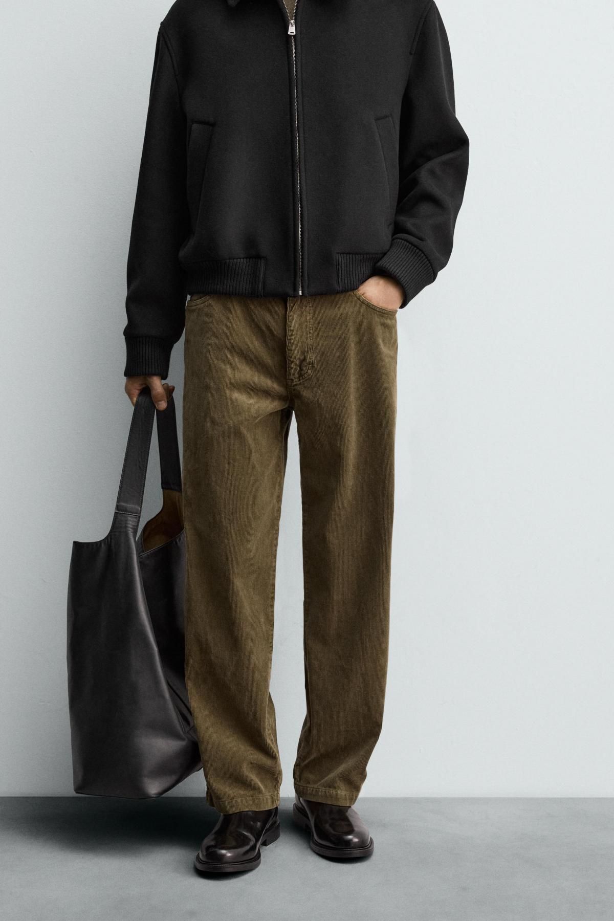 자라 코듀로이 레귤러핏 캐주얼 팬츠 3692/300 DARK KHAKI - 메인 이미지