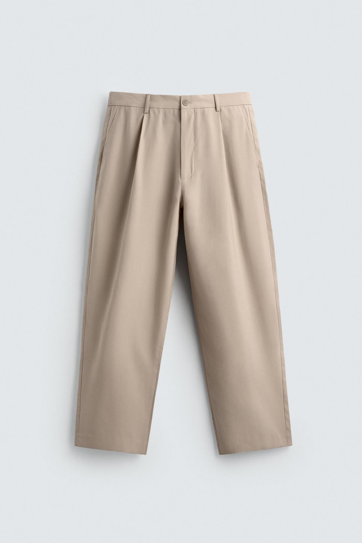 자라 와이드 릴랙스핏 플리츠 팬츠 0706/662 LIGHT BEIGE 이미지 7