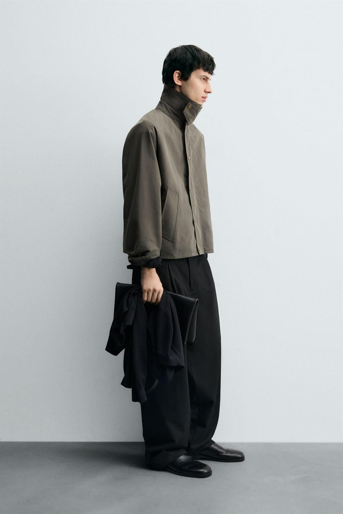 자라 테크니컬 배색카라 릴렉스핏 재킷 7380/220 ANTHRACITE GREY - 상세 이미지 5