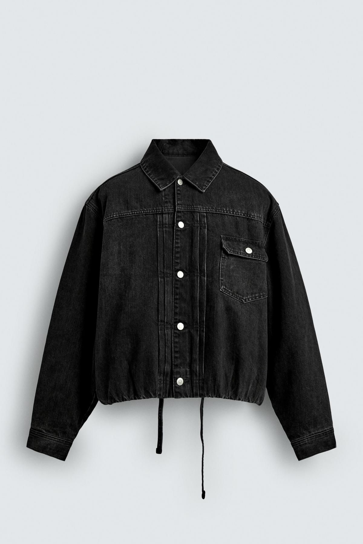 자라 오버핏 퀼팅 안감 블랙 데님 재킷 3467/300 BLACK - 메인 이미지