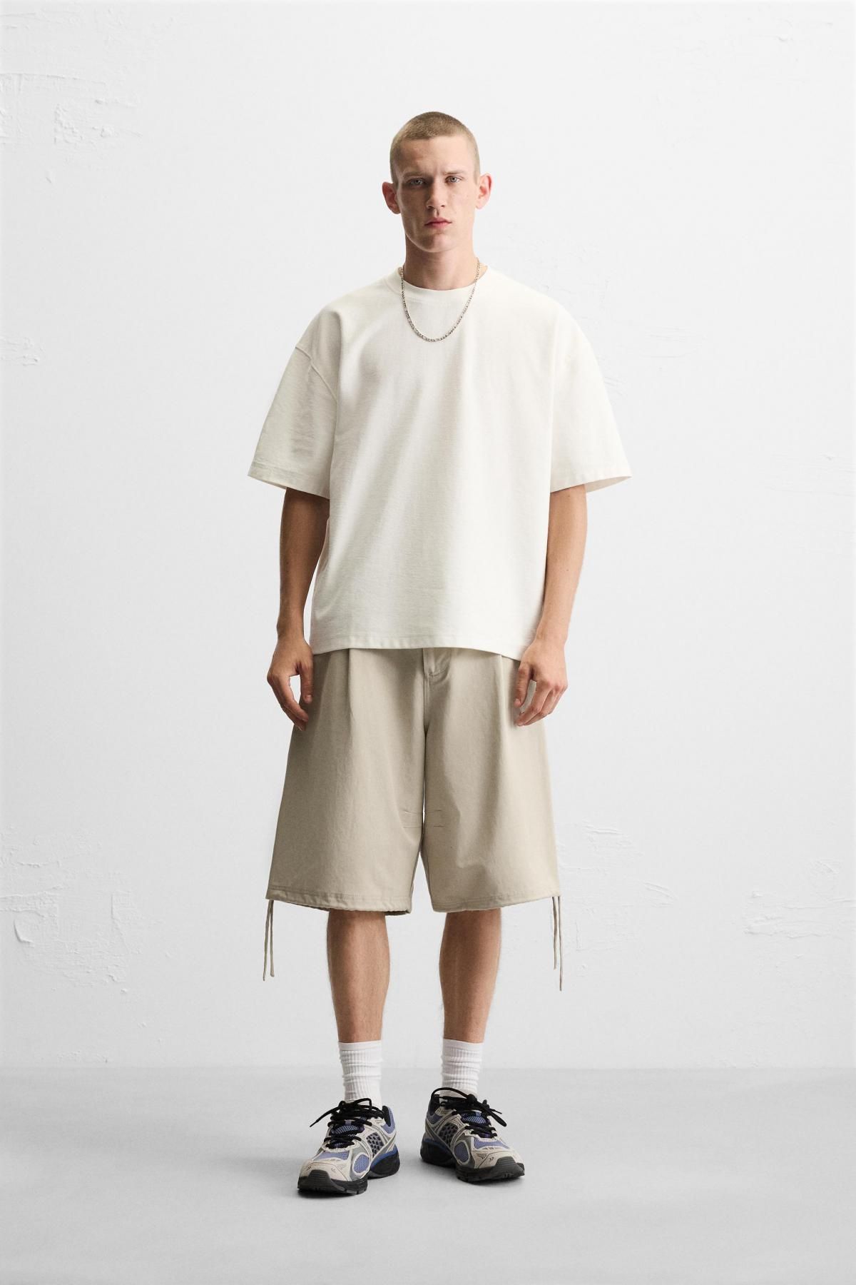 자라 헤비웨이트 텍스처 코튼 반팔 티셔츠 0526/430 OYSTER-WHITE - 상세 이미지 2