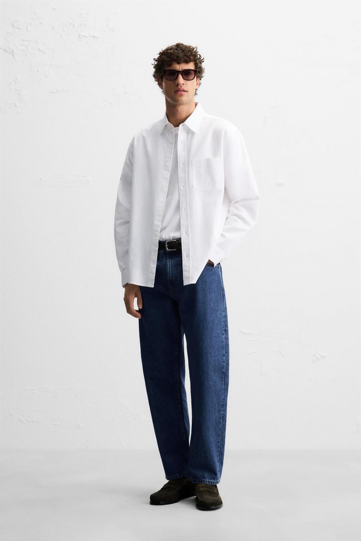자라 레귤러핏 테크니컬 옥스포드 코튼 긴팔 셔츠 1063/417 WHITE - 상세 이미지 2