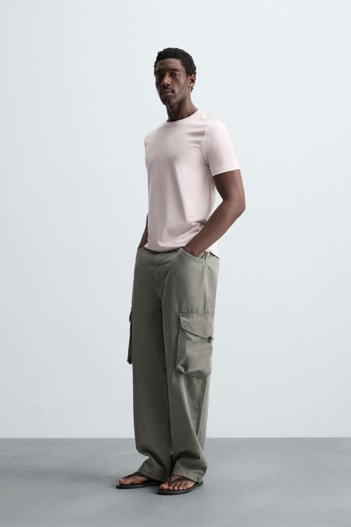 자라 라이트핑크 슬림핏 베이직 반팔 티셔츠 5584/401 LIGHT PINK - 상세 이미지 5