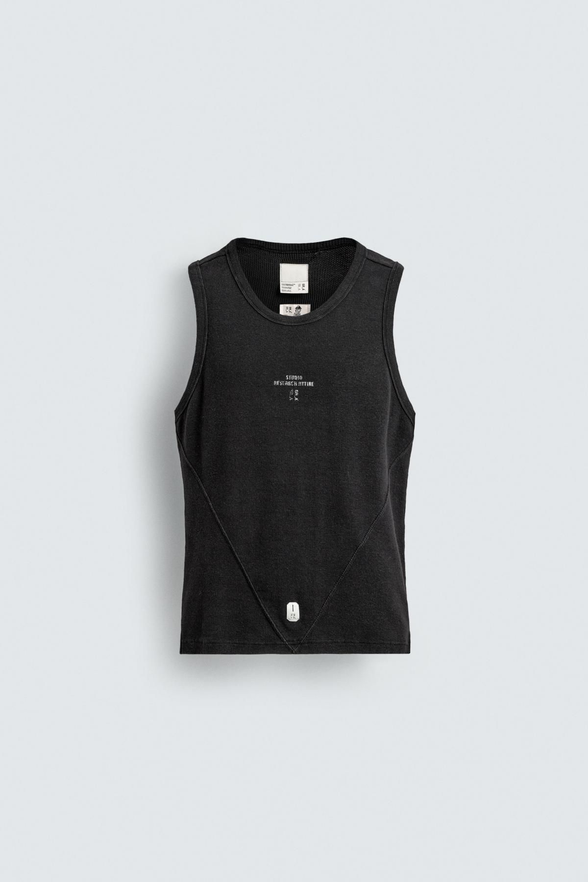 자라 슬림핏 블랙 탱크 티셔츠 X SRA 0722/343 BLACK - 메인 이미지