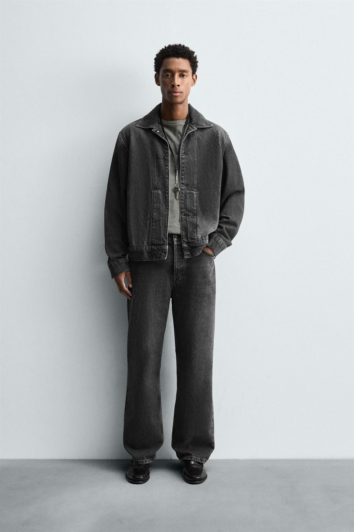 자라 테크니컬 스트레이트핏 블랙 데님 팬츠 3991/386 CHARCOAL - 상세 이미지 2