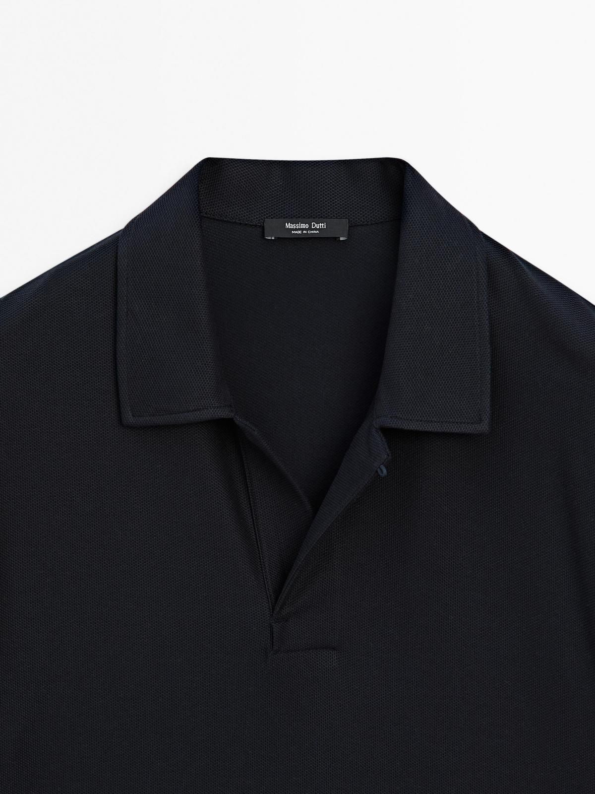 마시모두띠 히든버튼 텍스처 반팔 폴로셔츠 0615/155 NAVY BLUE - 상세 이미지 4