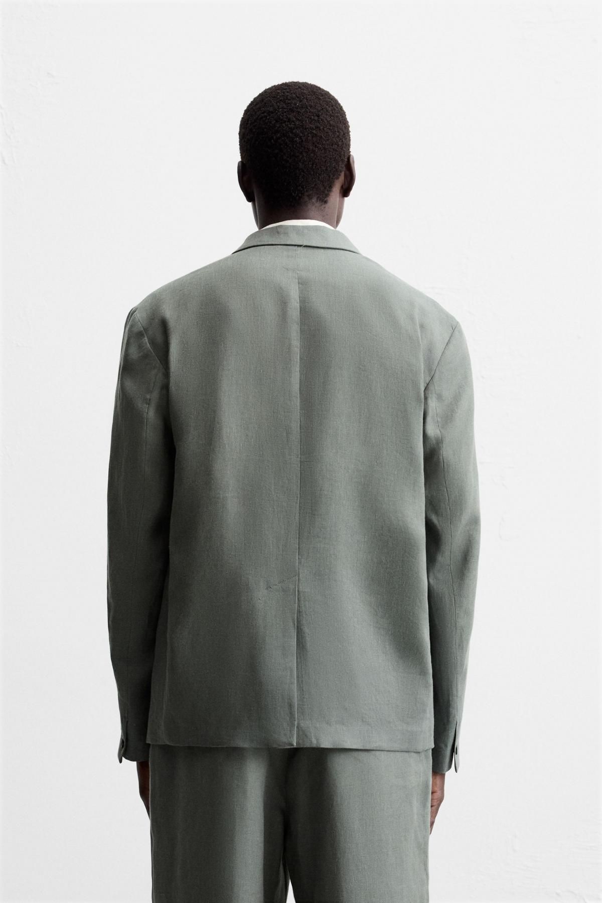 자라 리넨 더블브레스트 테일러드 재킷 0706/728 WASHED GREEN - 상세 이미지 4
