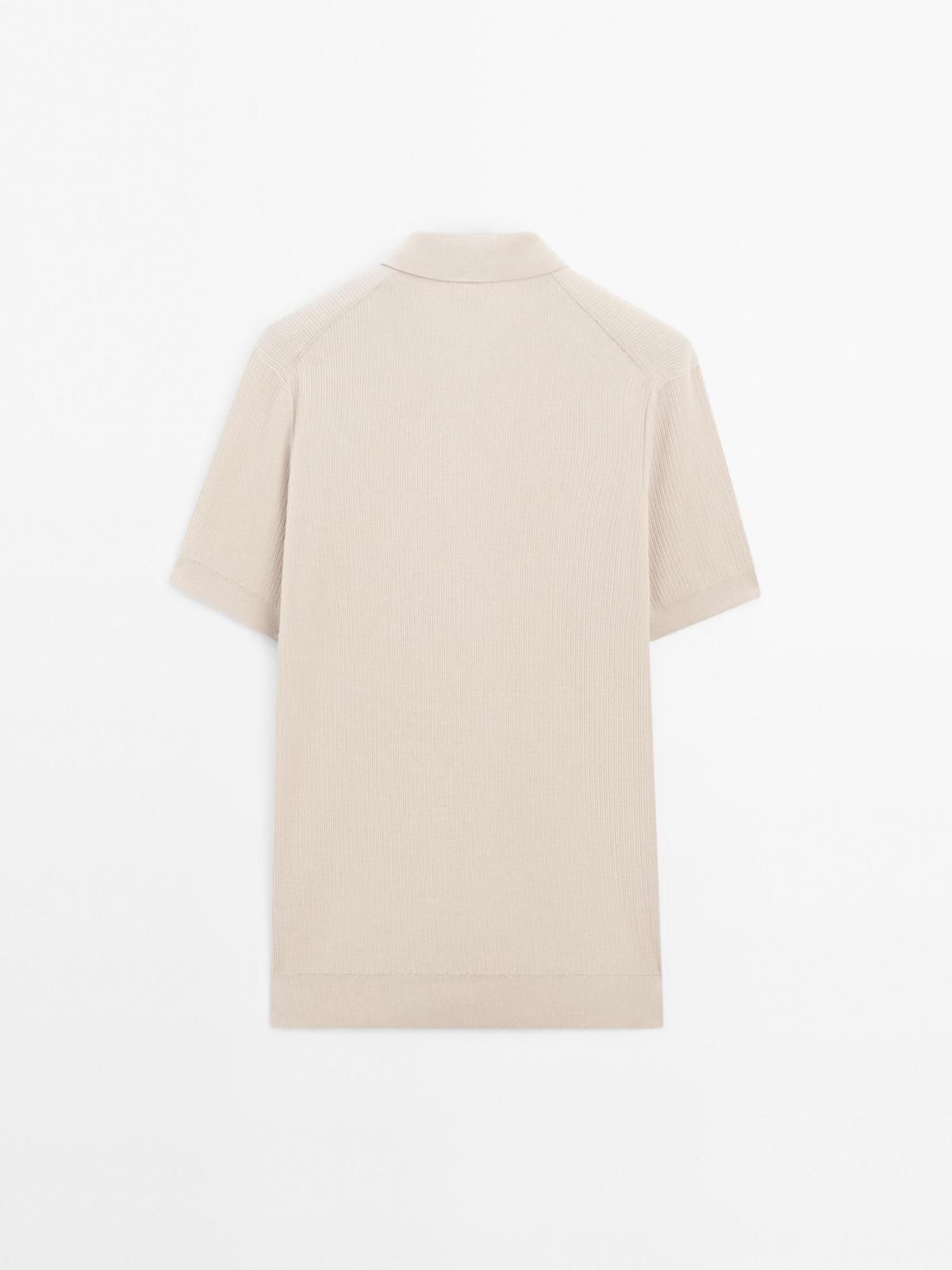 마시모두띠 오트밀 100 코튼 골지 니트 반팔 폴로셔츠 0902/366 BEIGE - 상세 이미지 3