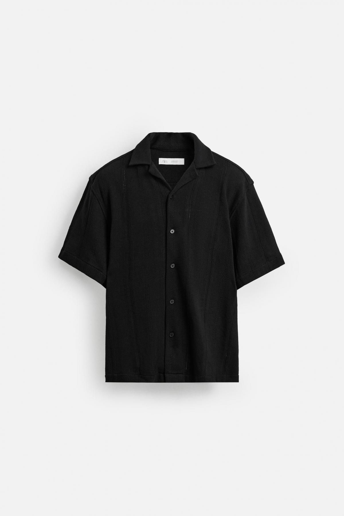 자라 테크니컬 텍스처 자카드 반팔 셔츠 7545/307 BLACK - 메인 이미지