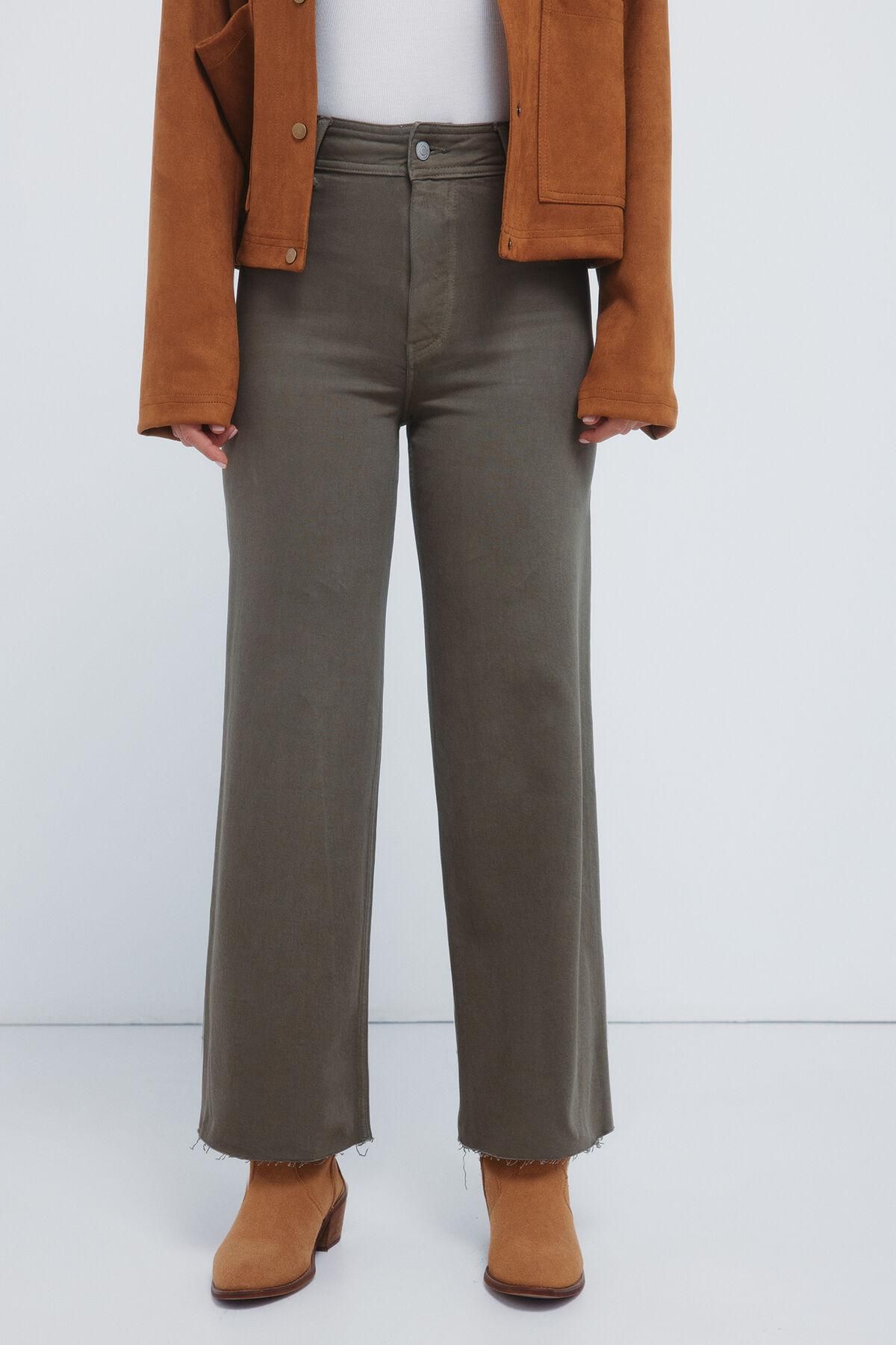 스프링필드 하이웨이스트 와이드 부츠컷 데님 팬츠 6832083 KAKI - 상품 이미지