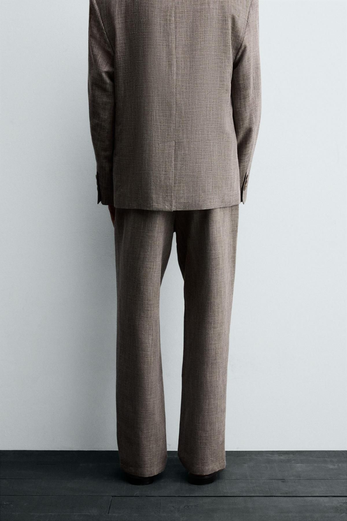 자라 테크니컬 슬림핏 텍스처 수트 팬츠 5905/484 LIGHT BROWN - 상세 이미지 3