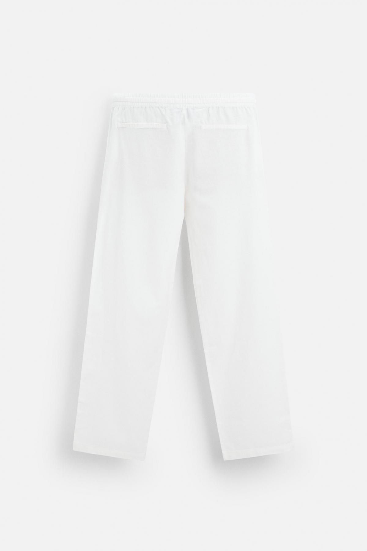 자라 코튼 린넨 릴렉스핏 팬츠 1437/450 OYSTER-WHITE 이미지 7
