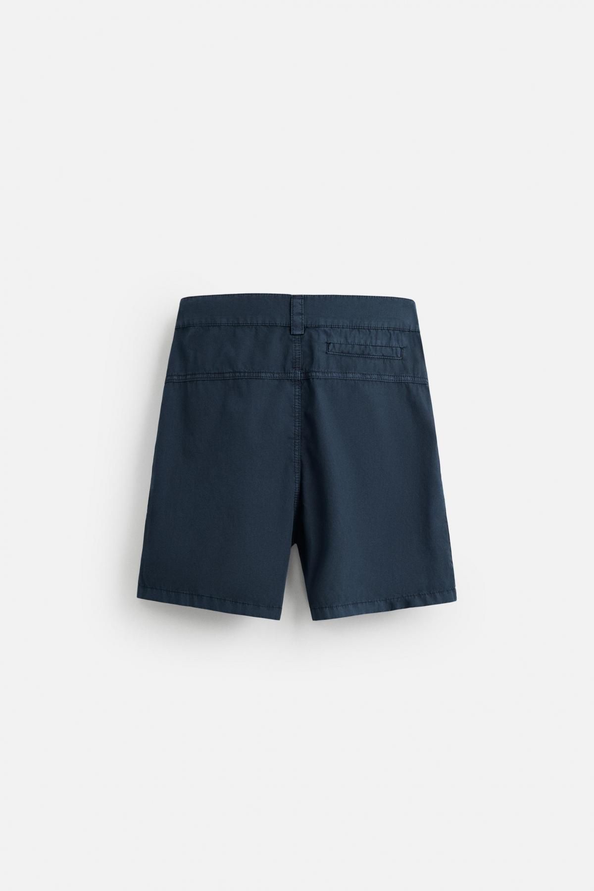 자라 워시드 레귤러핏 코튼 버뮤다 반바지 8527/303 NAVY BLUE 이미지 8