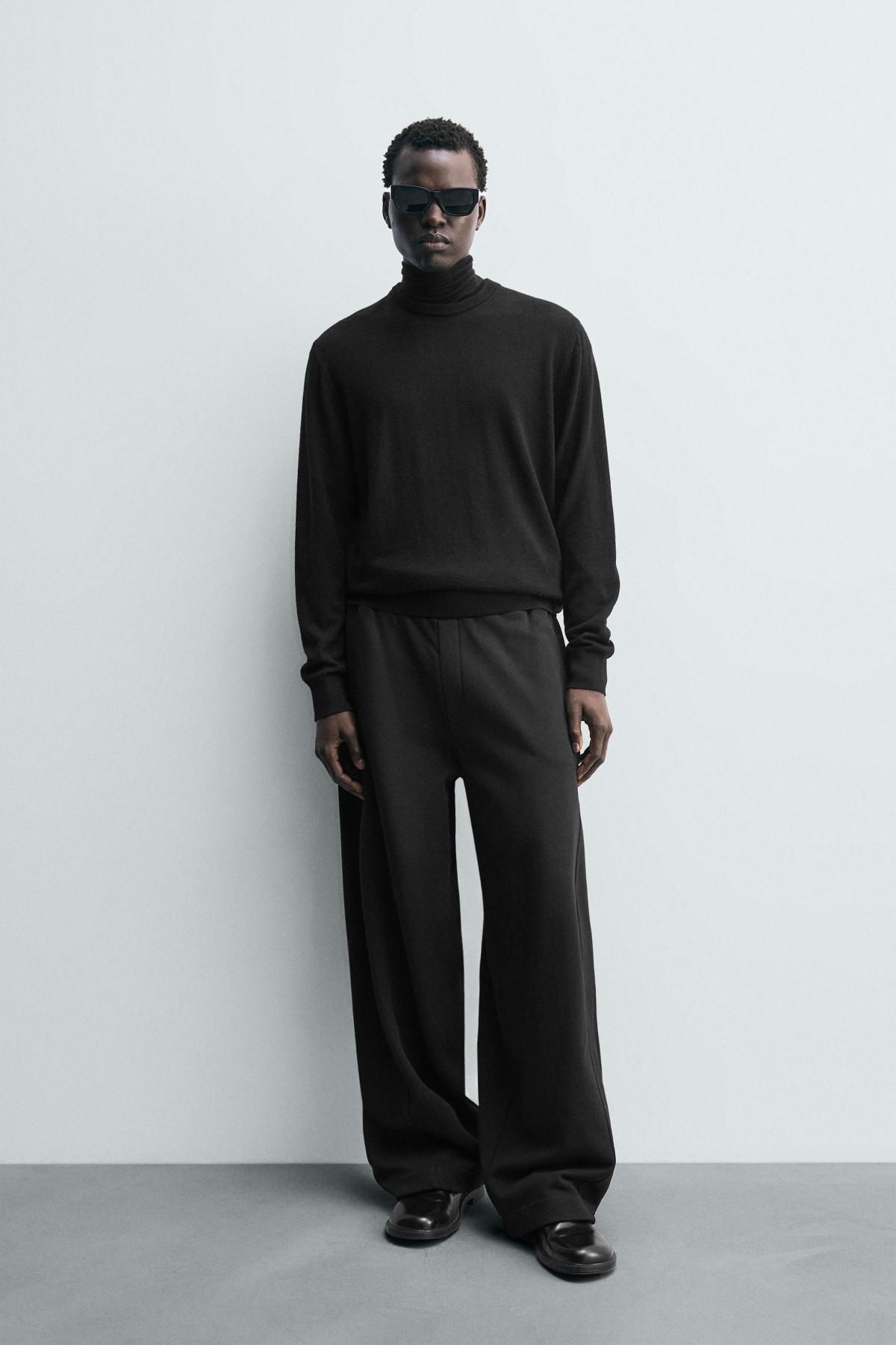 자라 오버핏 배기 와이드 코튼 밴딩 팬츠 4087/362 BLACK - 상세 이미지 2