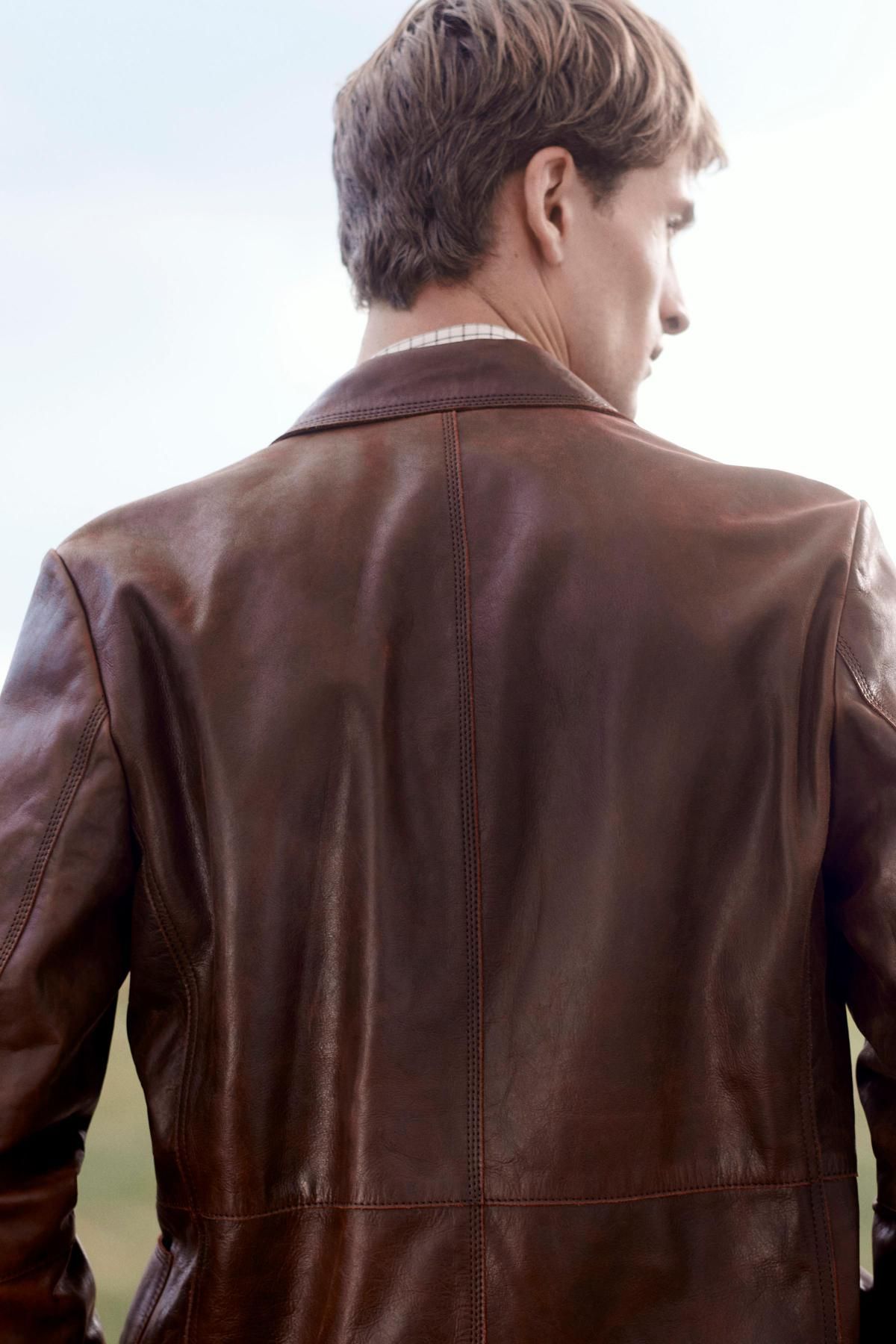 자라 한정판 빈티지 워시드 레더 수트 블레이저 5479/700 BROWN - 상세 이미지 4
