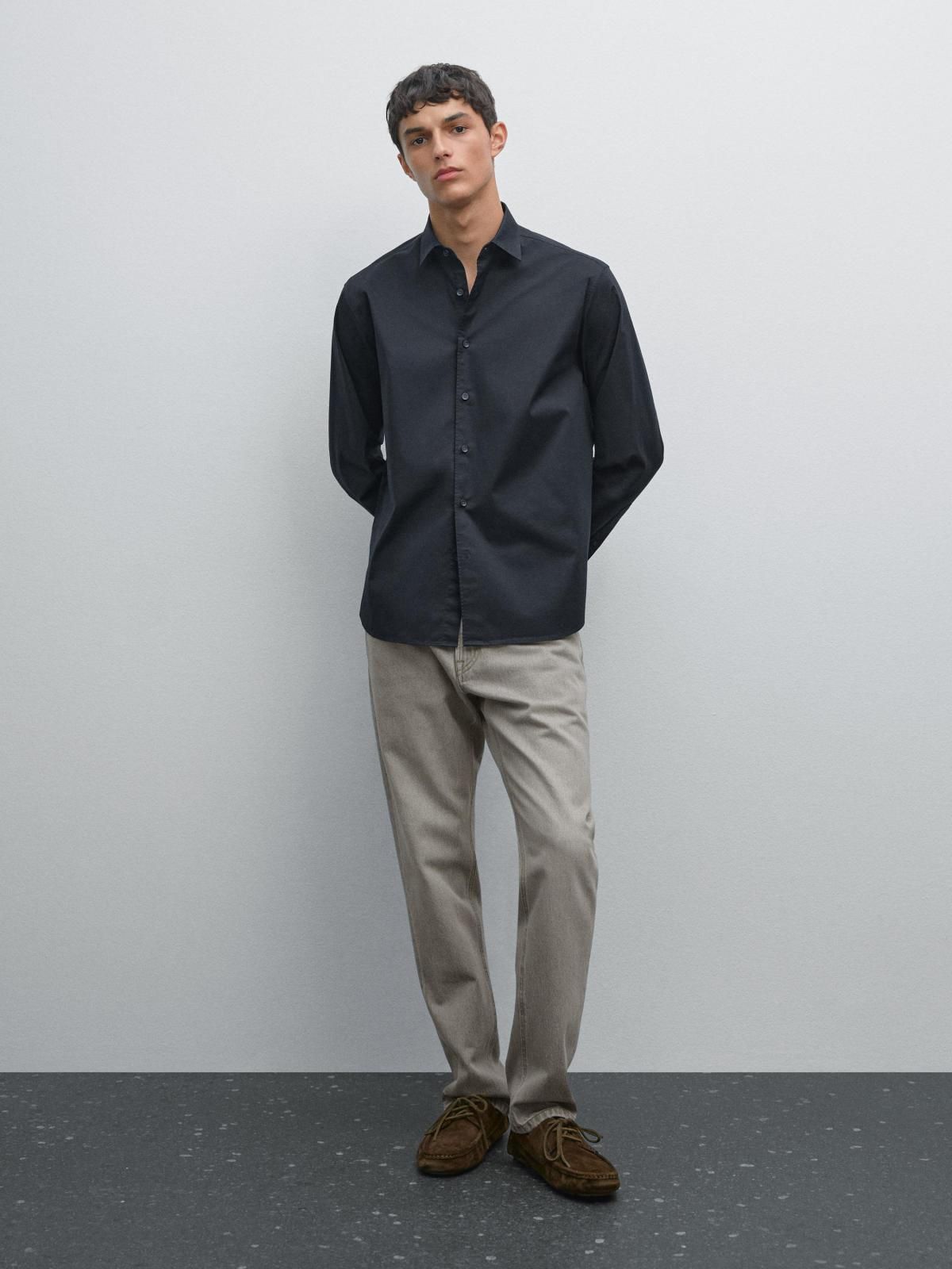 마시모두띠 테크니컬 스트레치 코튼 트윌 레귤러핏 긴팔 셔츠 1738/278 NAVY BLUE - 상세 이미지 2