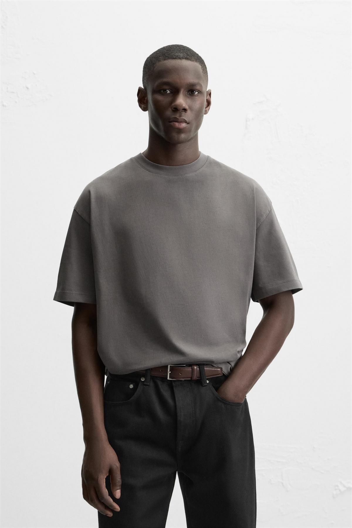 자라 베이직 헤비웨이트 티셔츠 1887/455 ANTHRACITE GREY - 상세 이미지 3