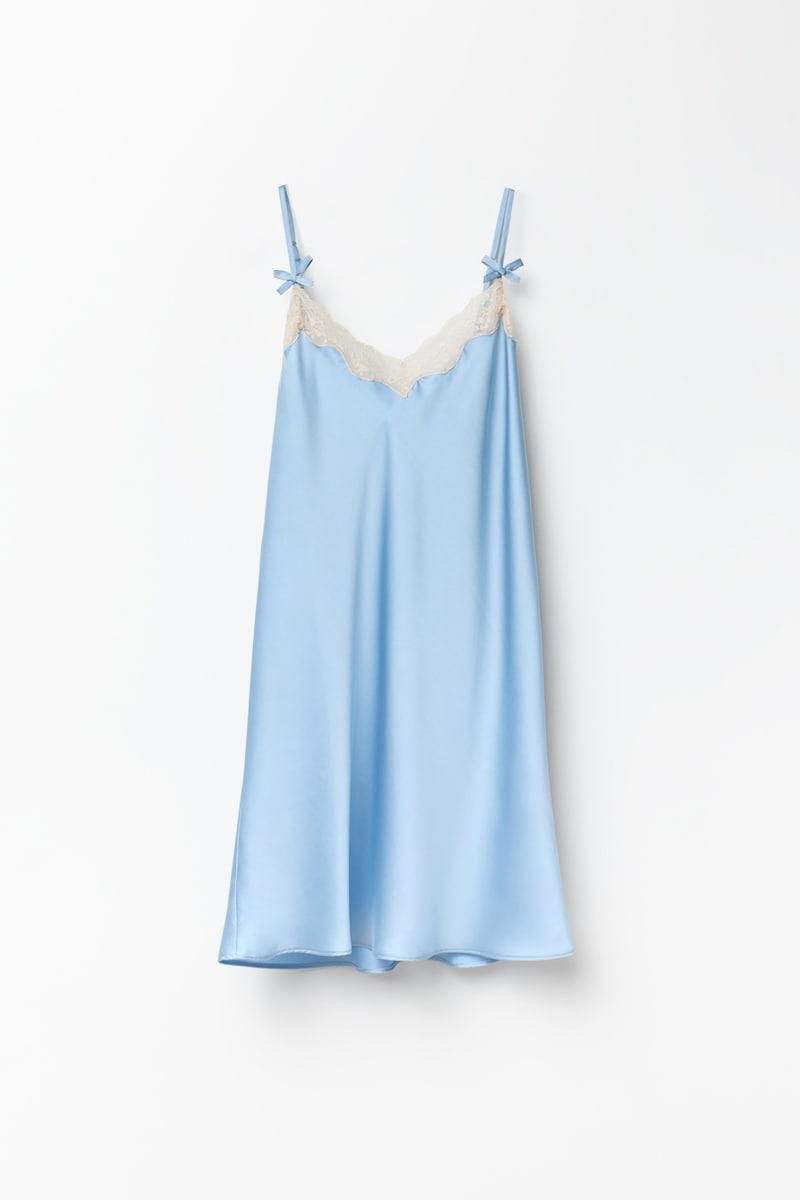 스페라 새틴 레이스 미니 슬립 원피스 58801002344 AZUL CLARO - 상품 이미지