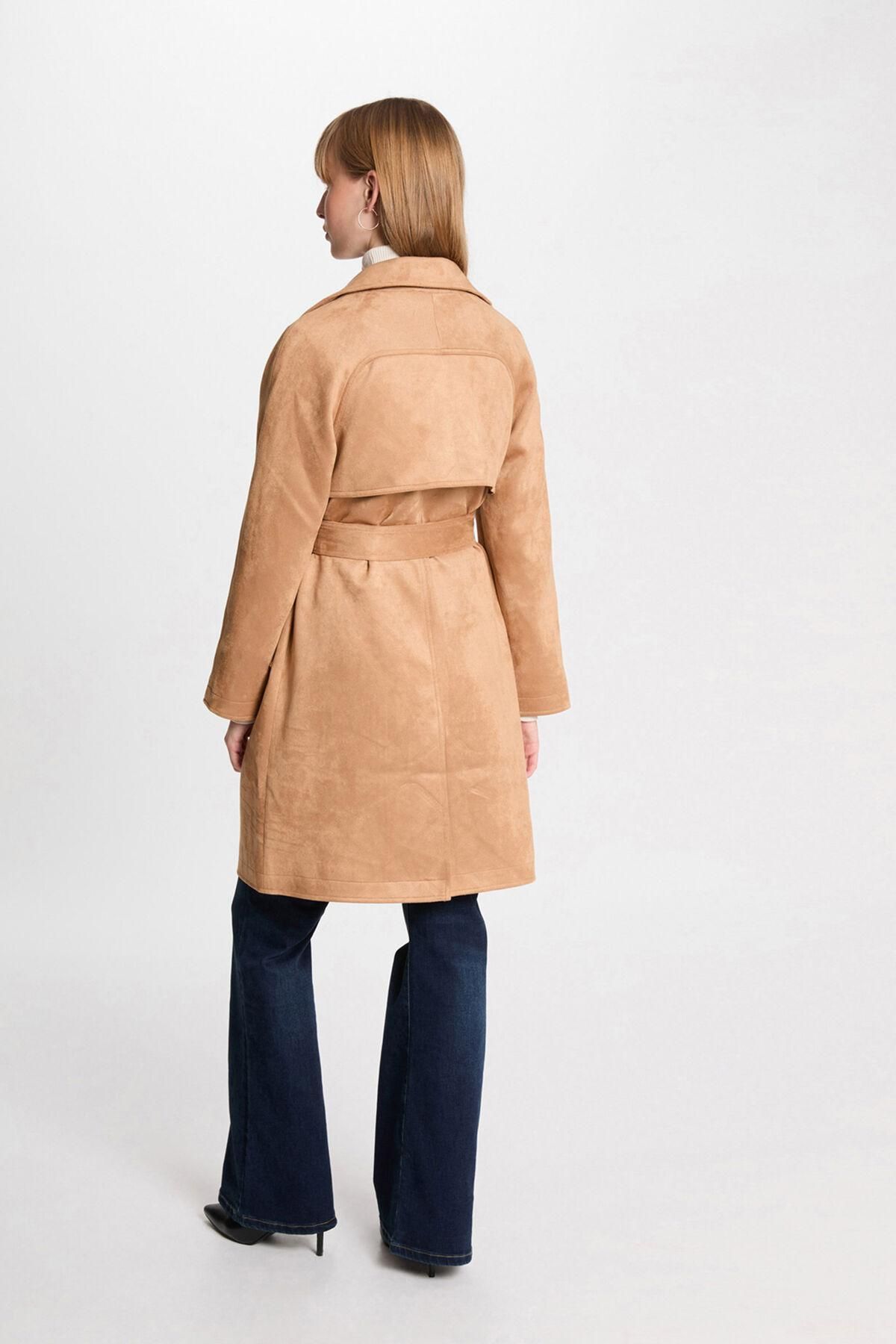 모르간 스웨이드 더블버튼 벨트 롱 트렌치코트 6432523 BEIGE - 상세 이미지 4