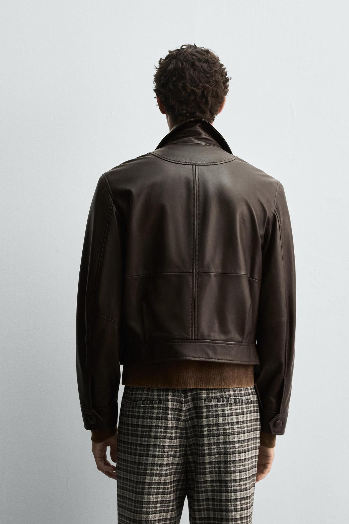 자라 프리미엄 레더 재킷 X 해리 램버트 디즈니 5127/300 DARK BROWN - 상세 이미지 4