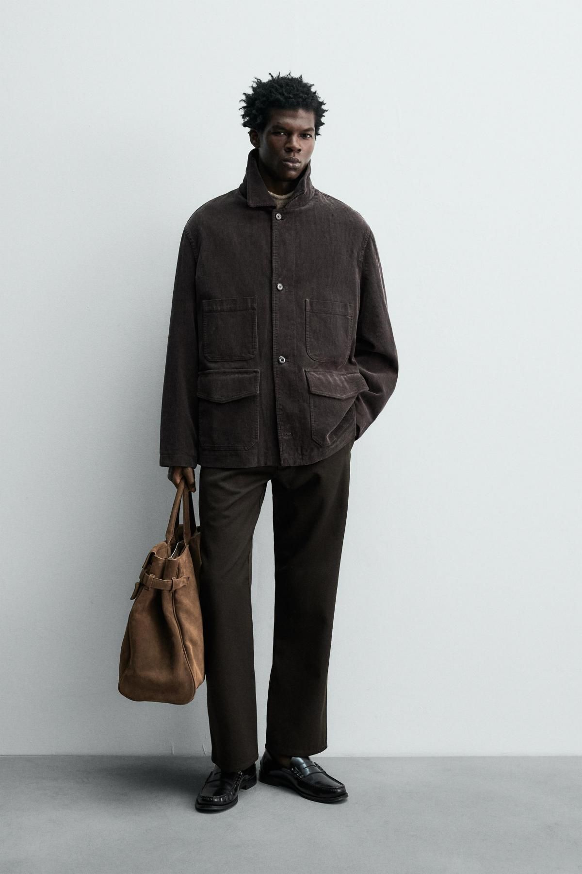 자라 코듀로이 오버핏 포켓 재킷 8491/225 DARK BROWN - 상세 이미지 2