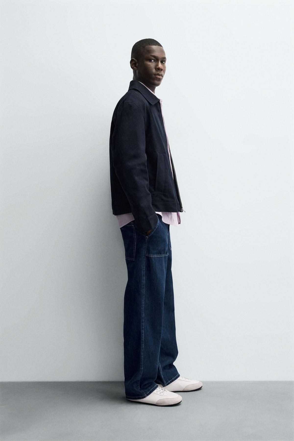 자라 네이비 텍스처 테크니컬 집업 오버셔츠 8574/210 NAVY BLUE - 상세 이미지 5