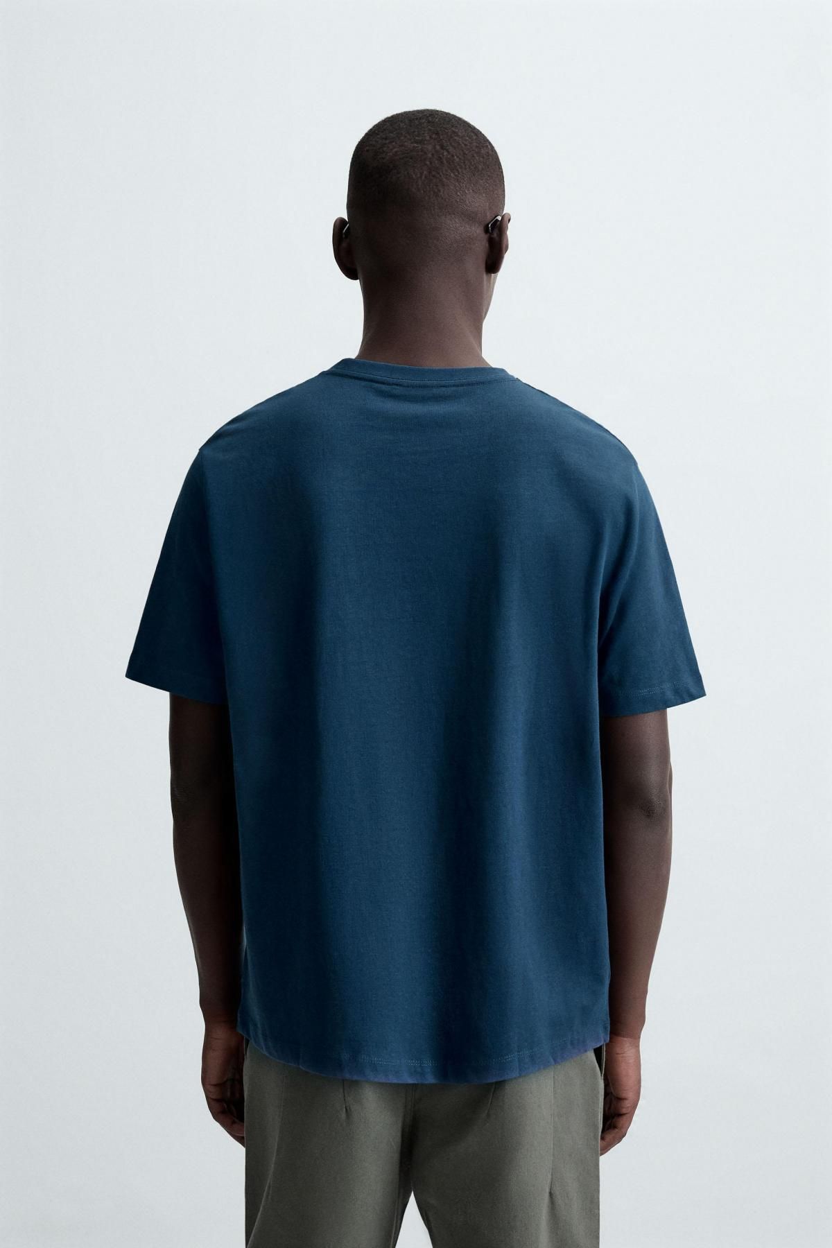 자라 베이직 미디엄 웨이트 반팔 티셔츠 1887/470 BLUE - 상세 이미지 4