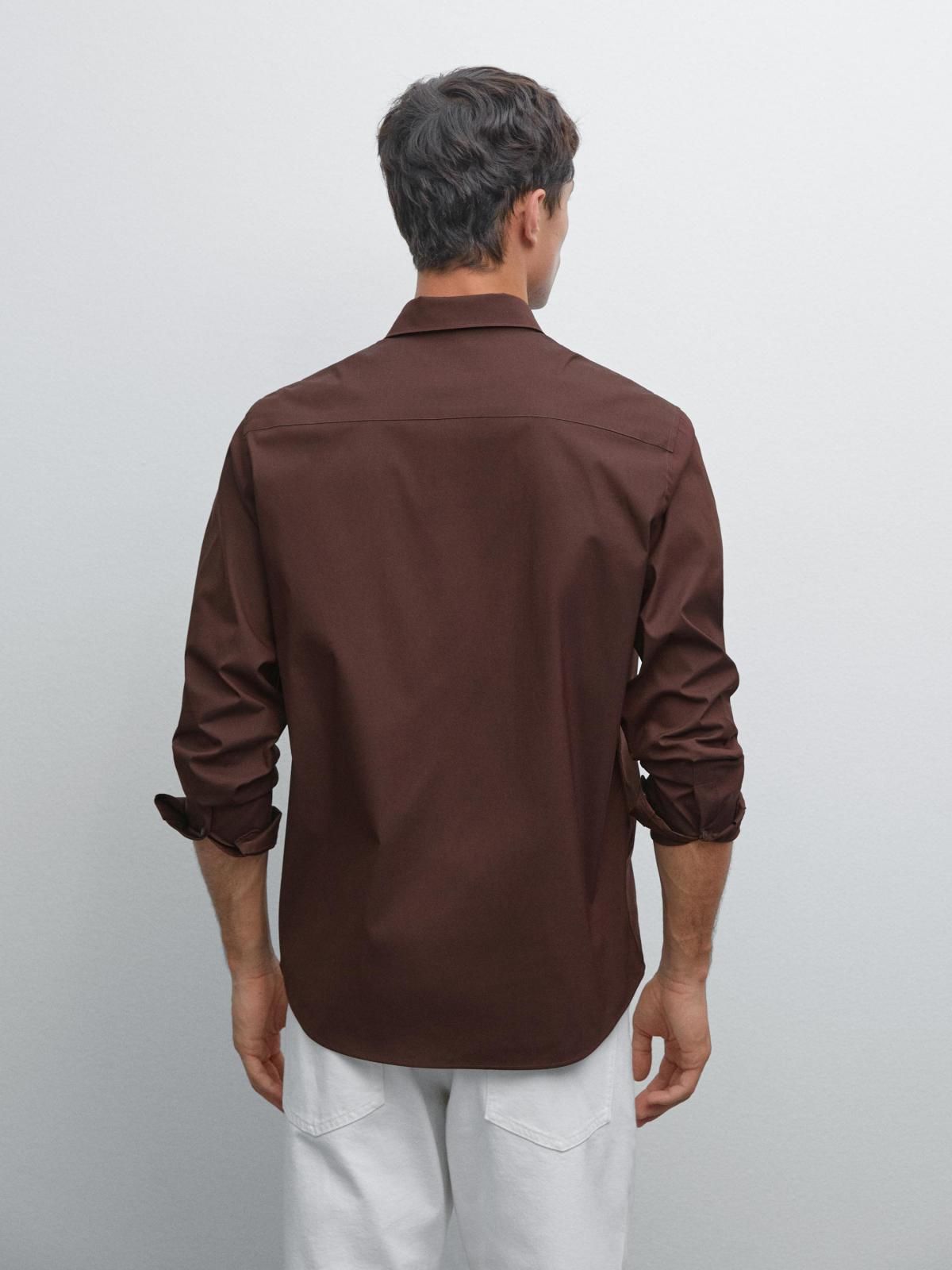 마시모두띠 슬림핏 스트레치 테크니컬 브라운 긴팔 셔츠 1740/280 BROWN - 상세 이미지 3