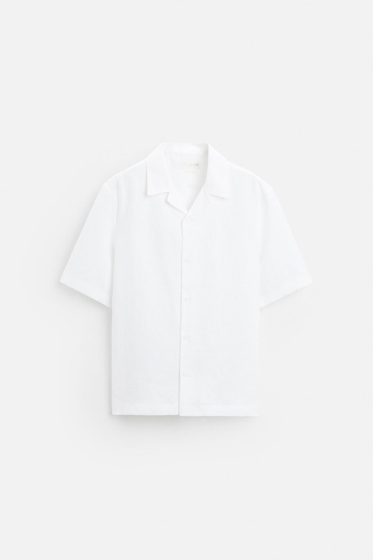 자라 100 린넨 반팔 셔츠 3090/123 WHITE - 메인 이미지