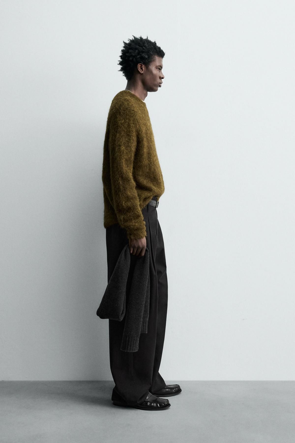 자라 알파카 혼방 소프트 라운드 니트 스웨터 5755/347 OLIVE GREEN - 상세 이미지 5