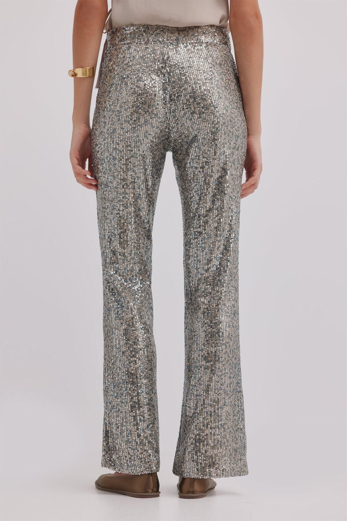 호스 인트로피아 시퀸 글리터 부츠컷 팬츠 6542819 GRIS - 상세 이미지 4