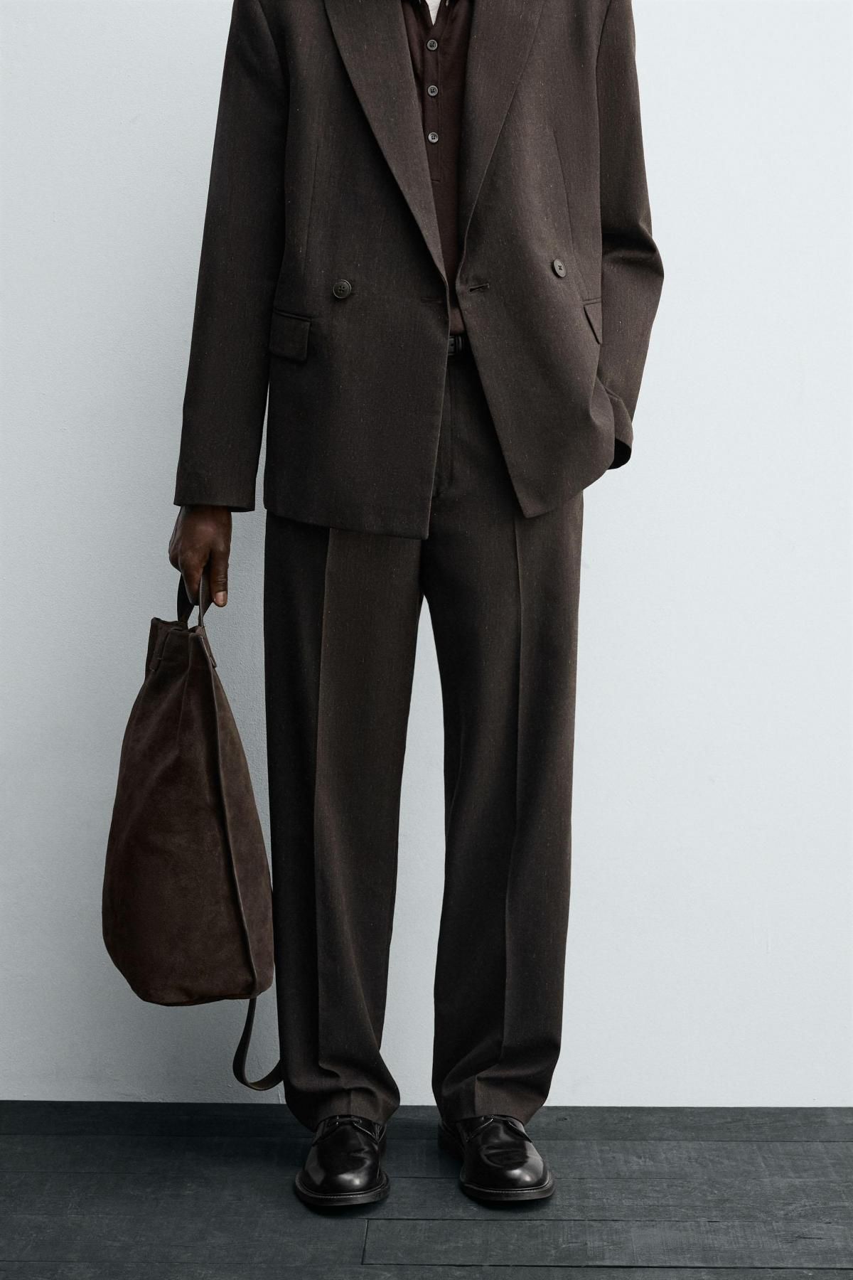 자라 테크니컬 울블렌드 레귤러핏 정장 팬츠 6610/634 BROWN VIGORE - 메인 이미지