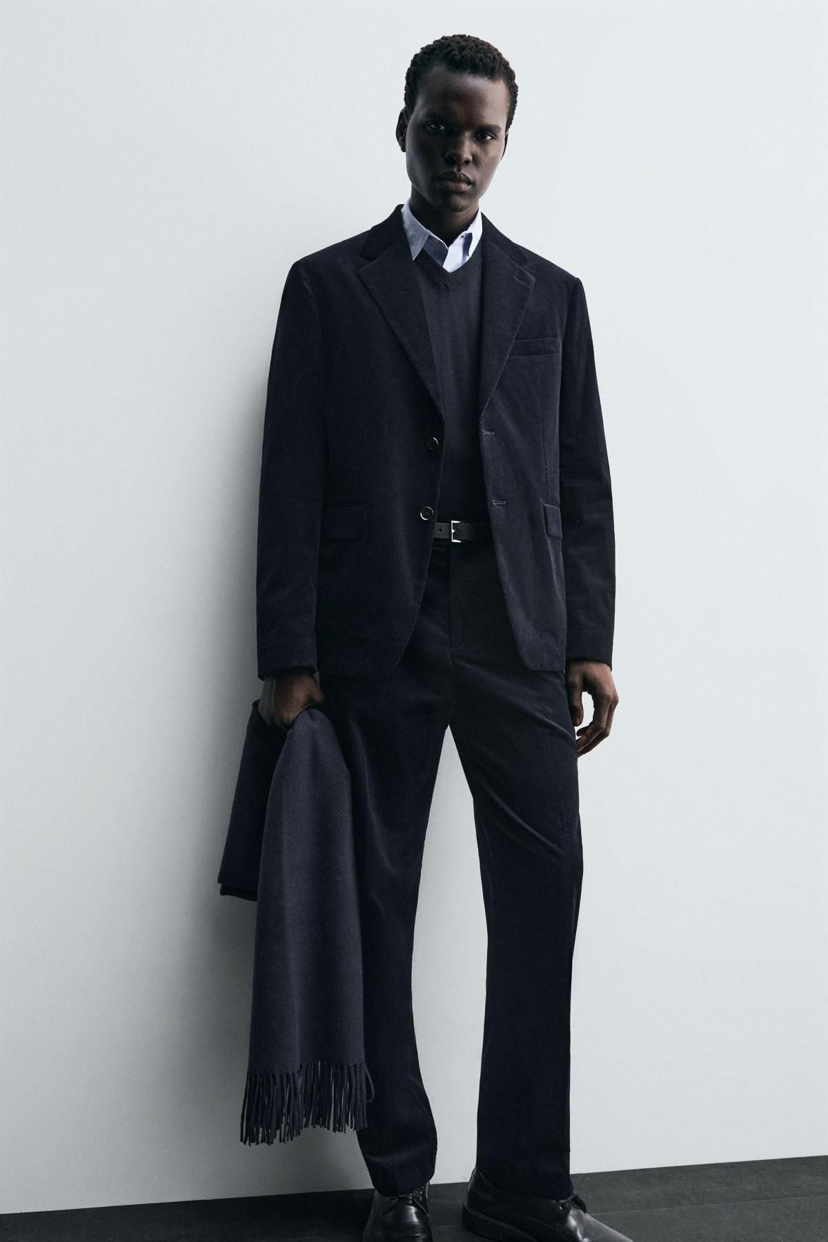 자라 테크니컬 코듀로이 수트 정장 팬츠 4410/321 NAVY BLUE - 상세 이미지 5